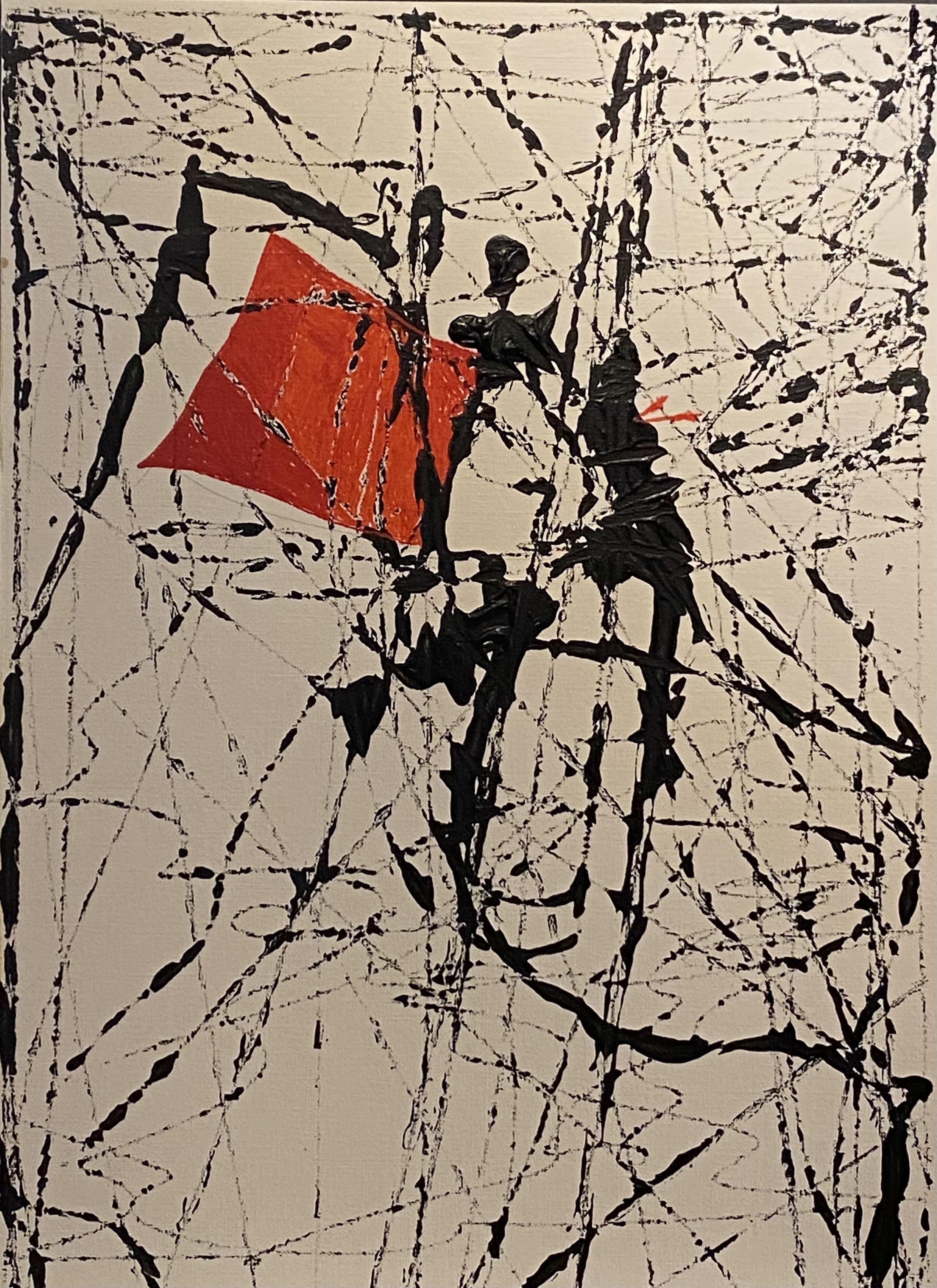 Action Painting in Rot und Schwarz
